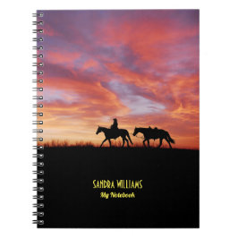 Cuaderno Caballos al atardecer nombre personalizado