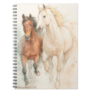 Cuaderno Caballos al galope en acuarela