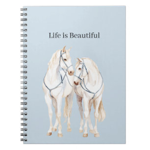 Cuaderno Caballos Blancos Azul Bebé