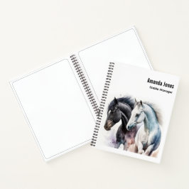 Cuaderno Caballos blancos y negros en acuarela