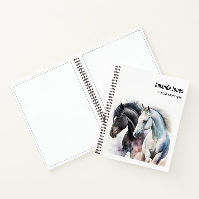 Cuaderno Caballos blancos y negros en acuarela (Interior)