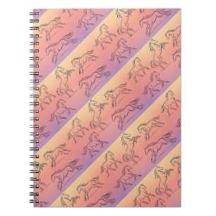 Cuaderno Caballos con patrón de arte de línea diagonal Caba