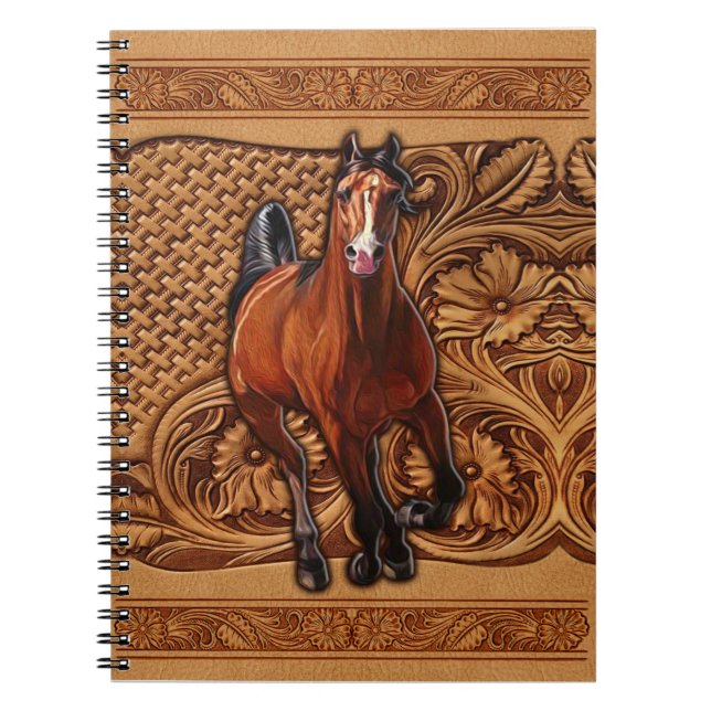 Cuaderno [Caballos]Cuero de caballo Grabado en relieve (Frente)