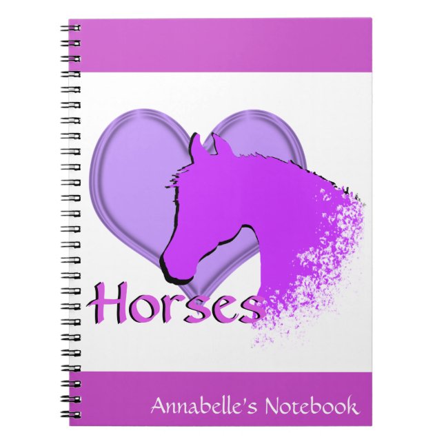 Cuaderno Caballos de Corazón III (púrpura) (Frente)