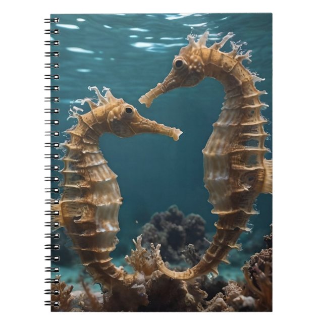 Cuaderno Caballos De Mar Románticos Amanecer Bajo El Océano (Frente)