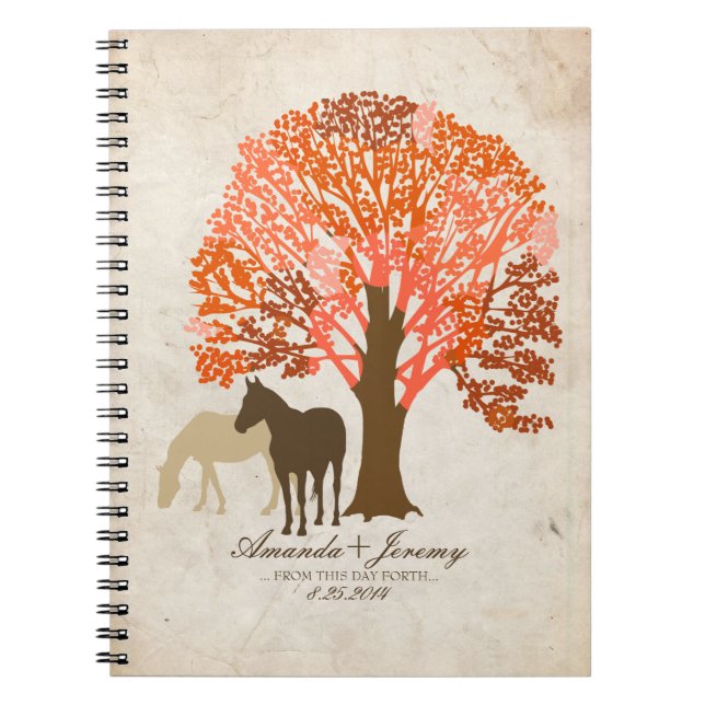 Cuaderno Caballos de otoño Naranja y marrón (Frente)