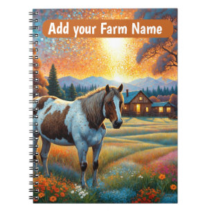 Cuaderno Caballos en la pradera de flores silvestres de la