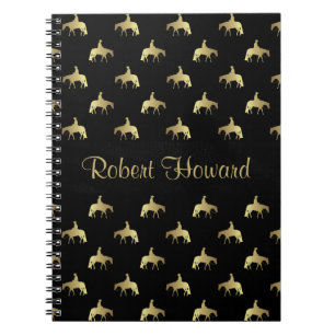 Cuaderno Caballos occidentales de oro del placer en negro