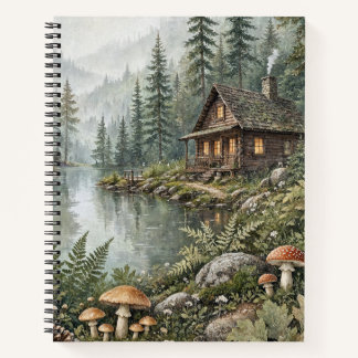 Cuaderno Cabaña Boscosa Brumosa Arte de Cottage junto al La