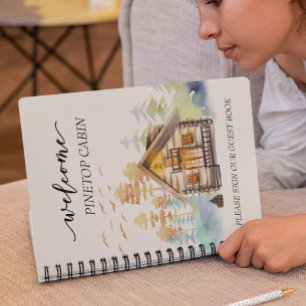 Cuaderno Cabaña de Alquiler Bienvenido Bosque Acuarela