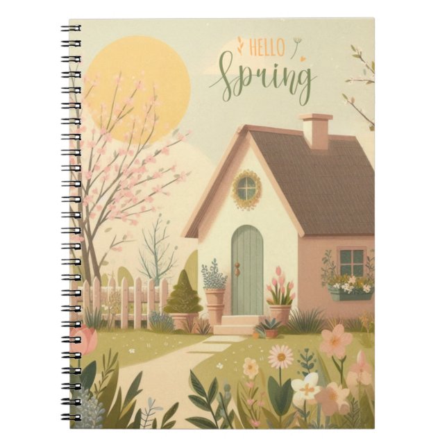 Cuaderno Cabaña de campo floral/primavera (Frente)