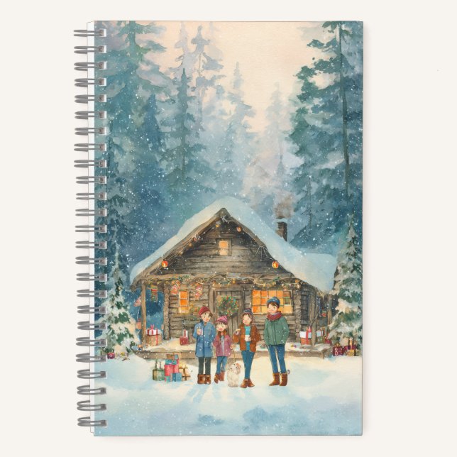 Cuaderno Cabaña de invierno acogedora en el bosque (Anverso)