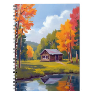 Cuaderno Cabaña junto al lago de otoño