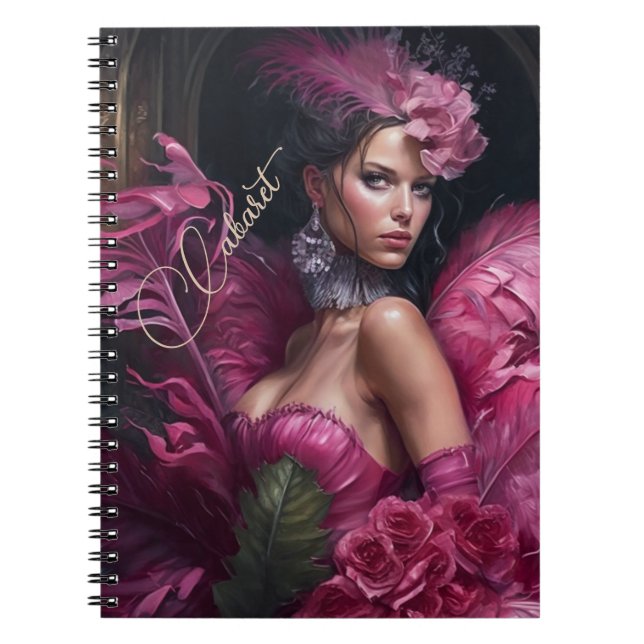 Cuaderno Cabaret rosa Florals y plumas (Frente)