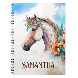Cuaderno Cabecera de caballo de agua flores tropicales de v