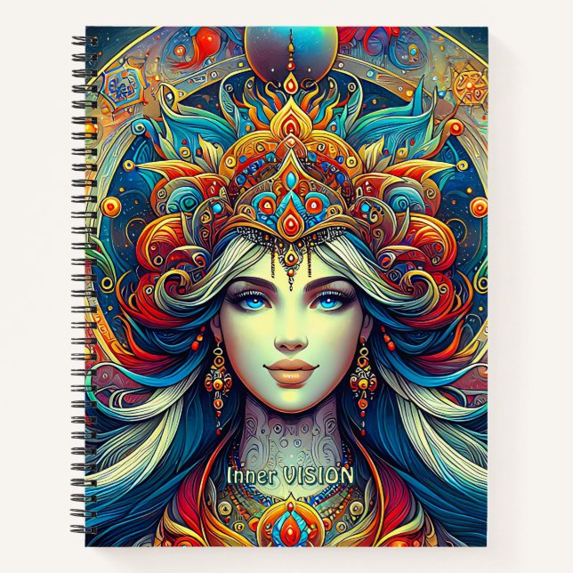 Cuaderno Cabello azul turquesa de cabeza de diosa abril - (Anverso)