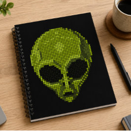 Cuaderno Cabeza de alienígena verde artístico sobre fondo n