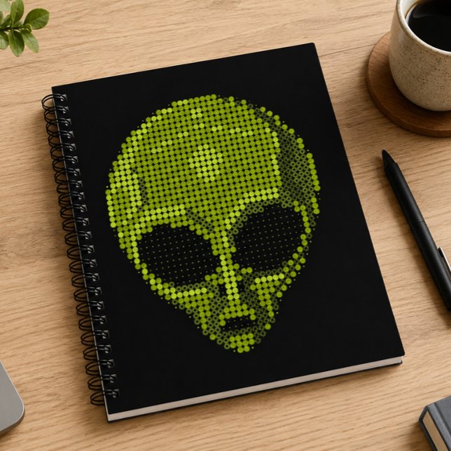 Cuaderno Cabeza de alienígena verde artístico sobre fondo n (Subido por el creador)