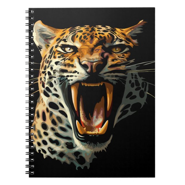 Cuaderno Cabeza de ataque ruidosa de leopardo (Frente)