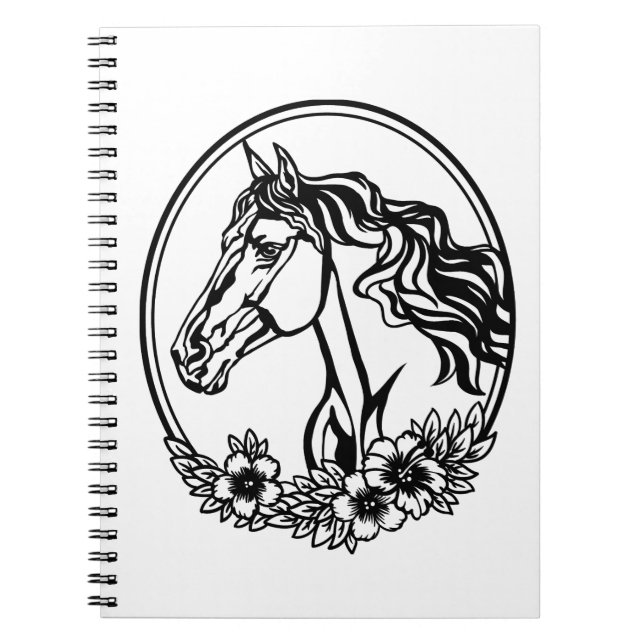 Cuaderno Cabeza de caballo con flores (Frente)