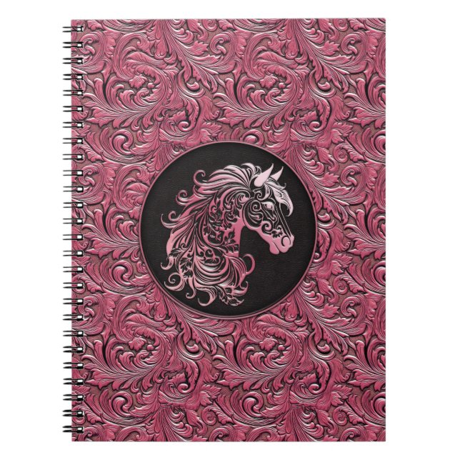 Cuaderno Cabeza de caballo de cuero con herramientas de cue (Frente)