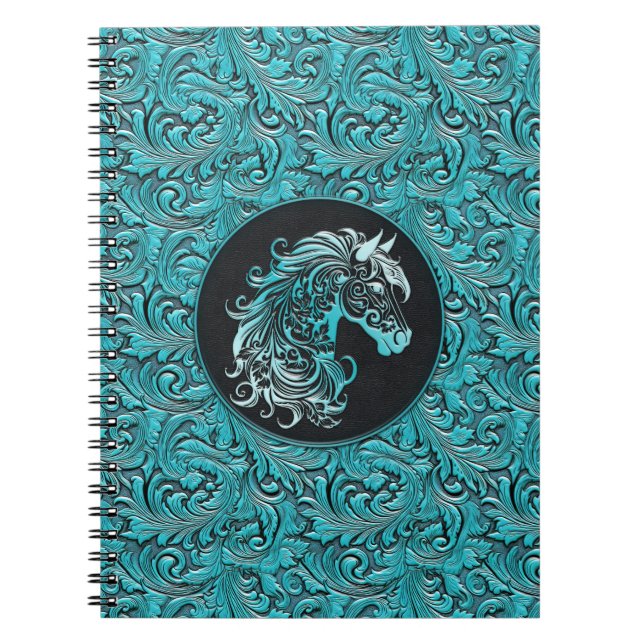 Cuaderno Cabeza de caballo de cuero con herramientas de cue (Frente)