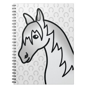 Cuaderno Cabeza de caballo de dibujos animados gris