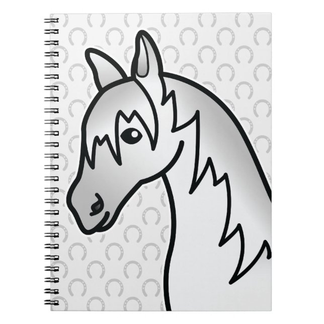 Cuaderno Cabeza de caballo de dibujos animados gris (Frente)