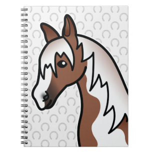 Cuaderno Cabeza de caballo de dibujos animados Pinto marrón