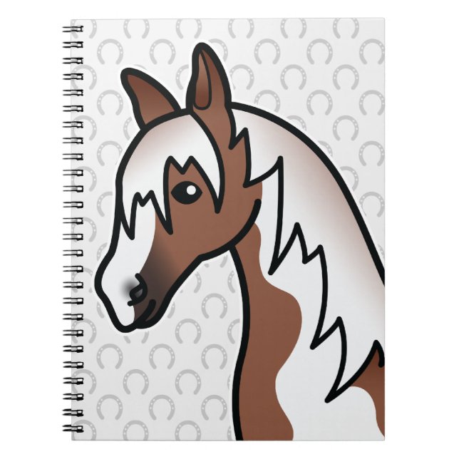 Cuaderno Cabeza de caballo de dibujos animados Pinto marrón (Frente)