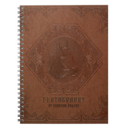 Cuaderno Cabeza de caballo grabado en relieve de cuero marr