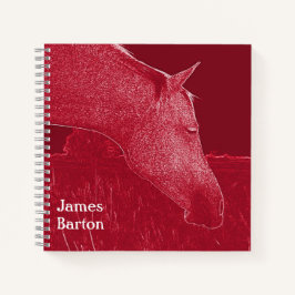 Cuaderno Cabeza de caballo moderna roja artística personal