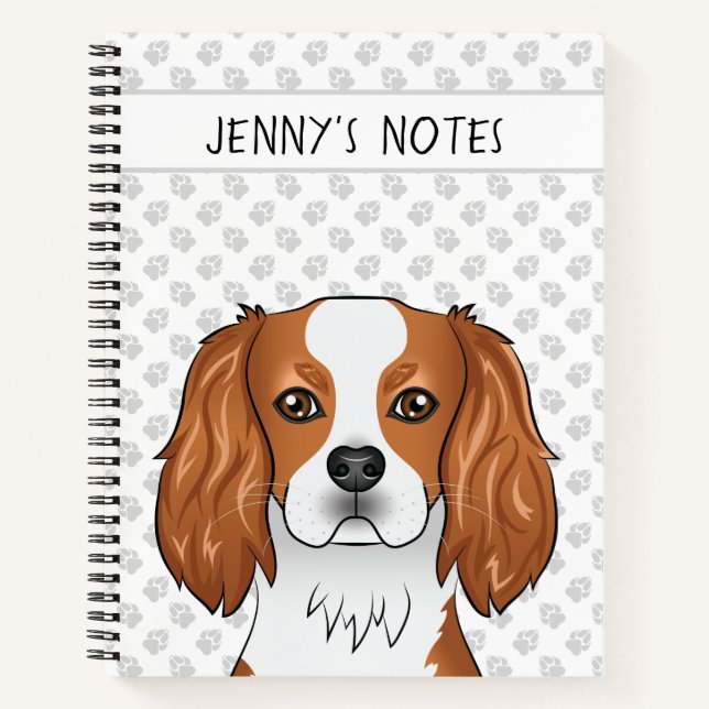 Cuaderno Cabeza de Cavalier King Charles Spaniel Blenheim y (Anverso)