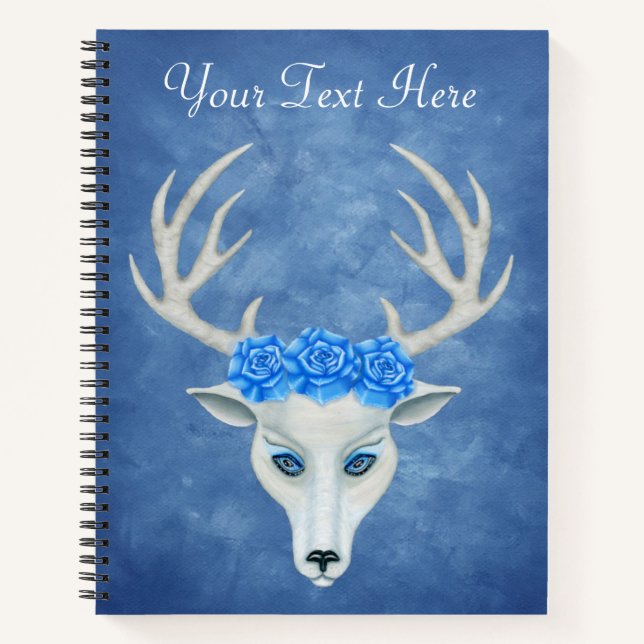Cuaderno Cabeza de ciervo blanco Misteriosos Antlers Rosas  (Anverso)