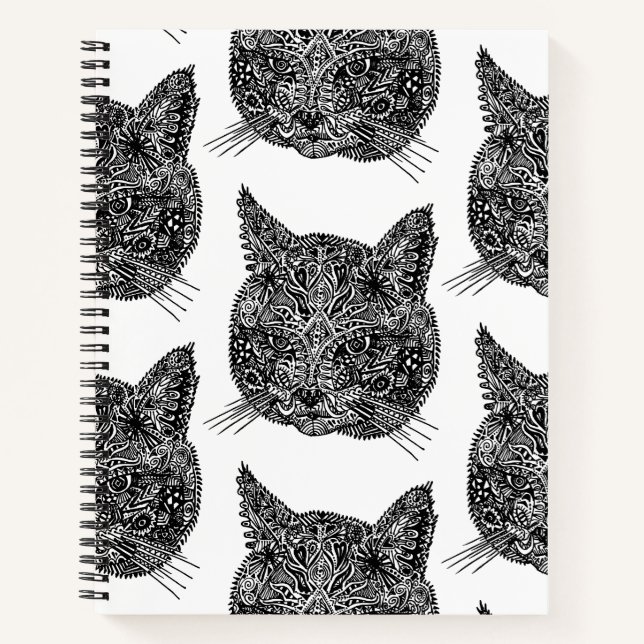 Cuaderno Cabeza de gato ornamental (Anverso)
