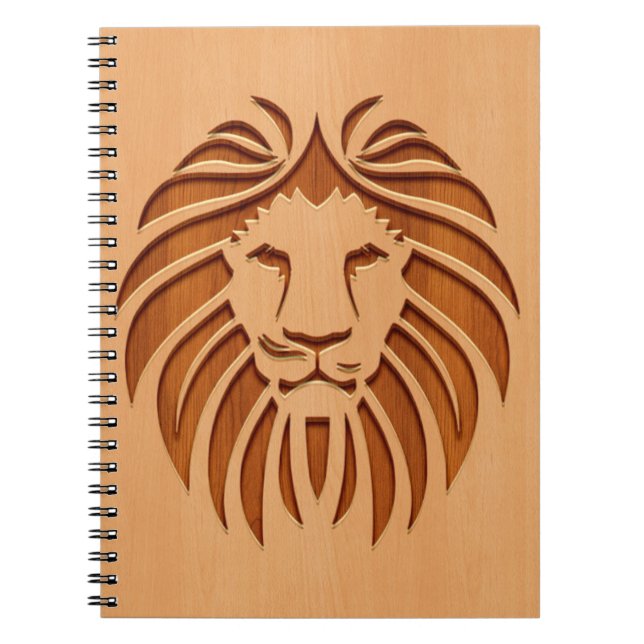 Cuaderno Cabeza de león grabada en madera (Frente)