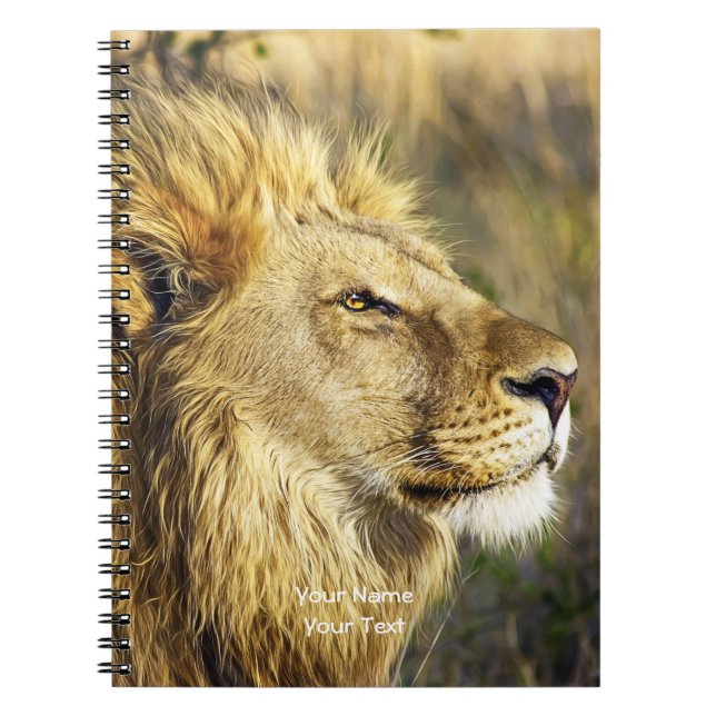 Cuaderno Cabeza de león personalizada Vida silvestre africa (Frente)