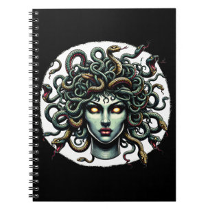 Cuaderno Cabeza de Medusa Verde Mirando llena de Serpientes