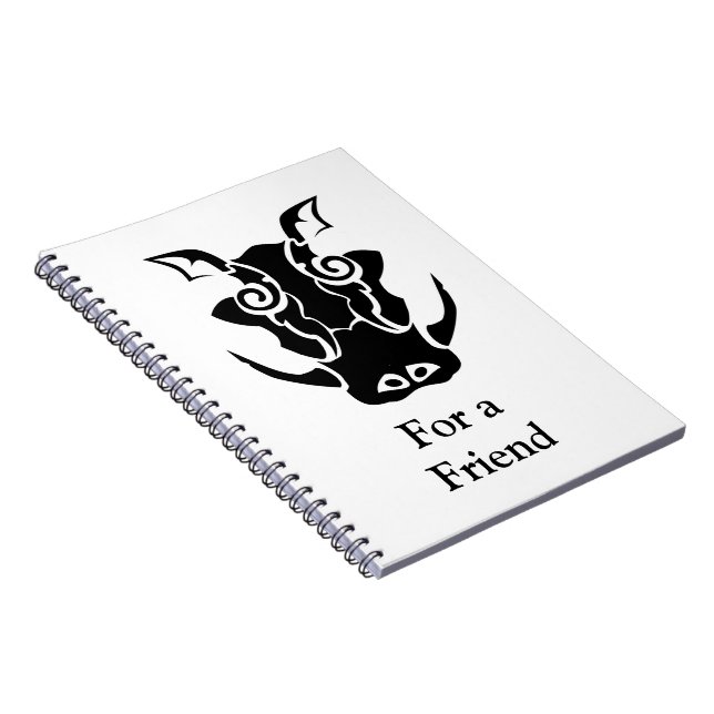 Cuaderno Cabeza de pecho de estilo Tattoo tribal (Lado Derecho)