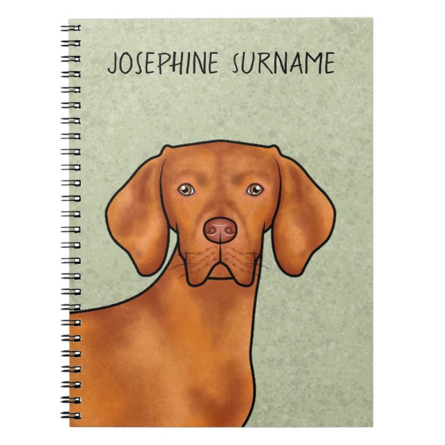Cuaderno Cabeza de perro pointer Vizsla húngaro con nombre  (Frente)