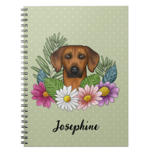 Cuaderno Cabeza de Rhodesian Ridgeback Flores Coloridas y N