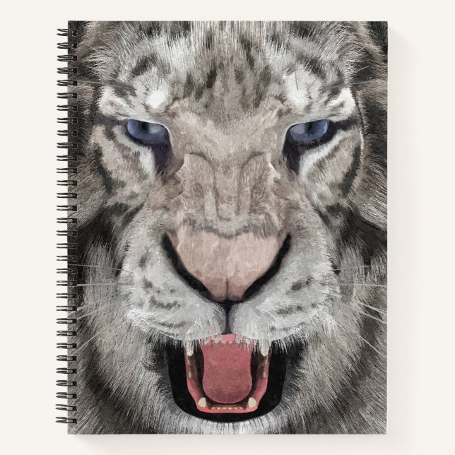 Cuaderno Cabeza de Tigre Blanco Estética de Vida Silvestre (Anverso)