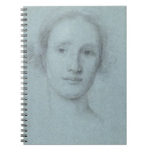 Cuaderno Cabeza de un chica (tiza blanco y negro en el azul