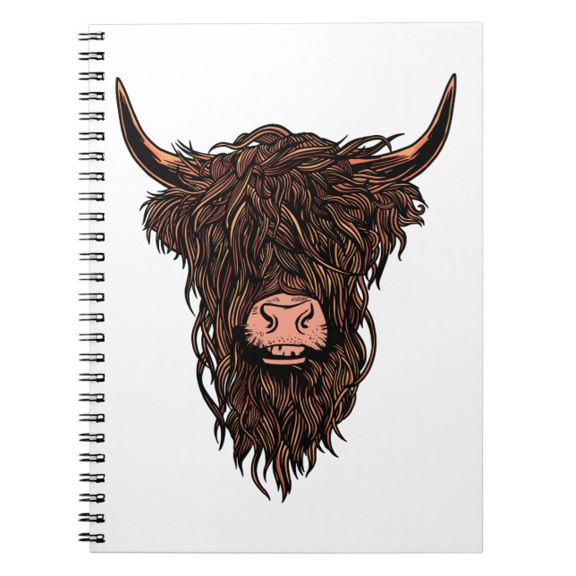Cuaderno Cabeza de vaca de las Highlands divertida (Frente)