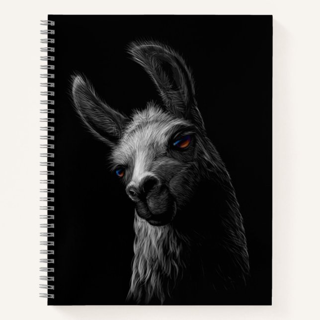 Cuaderno Cabeza retratada llama con fondo negro (Anverso)