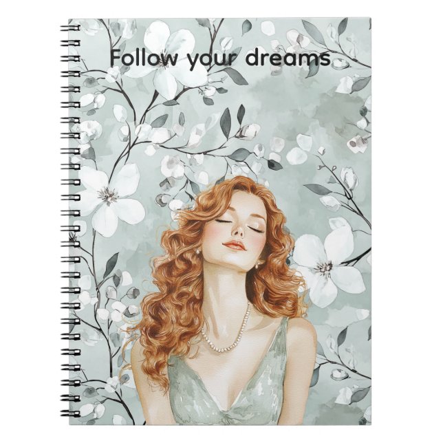 Cuaderno Cabeza roja Lady Mint Vestido Floral (Frente)