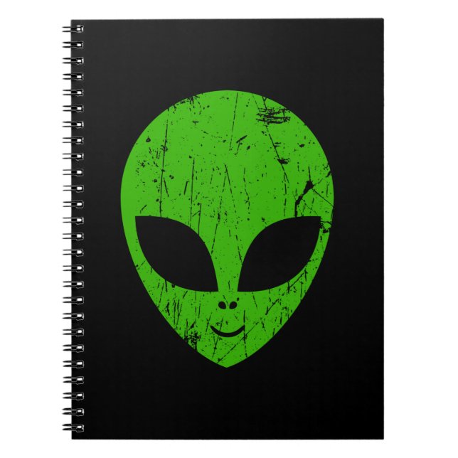Cuaderno cabeza verde extraterrestre de ciencia ficción ext (Frente)