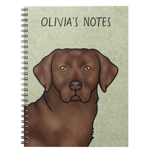 Cuaderno Cabeza y nombre de Labrador Retriever de chocolate (Frente)