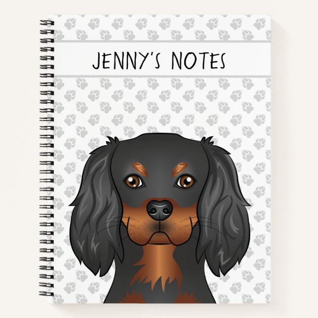 Cuaderno Cabeza y texto de perro Cavalier King Charles negr (Anverso)