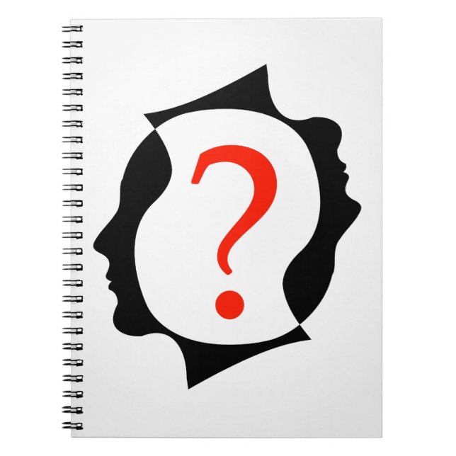 Cuaderno cabezas con un signo de interrogación (Frente)
